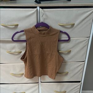 High Neck Sleeveless Tan Top